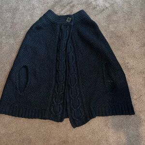 Express Black cable Knit poncho Sweater with Button Accents Sz s